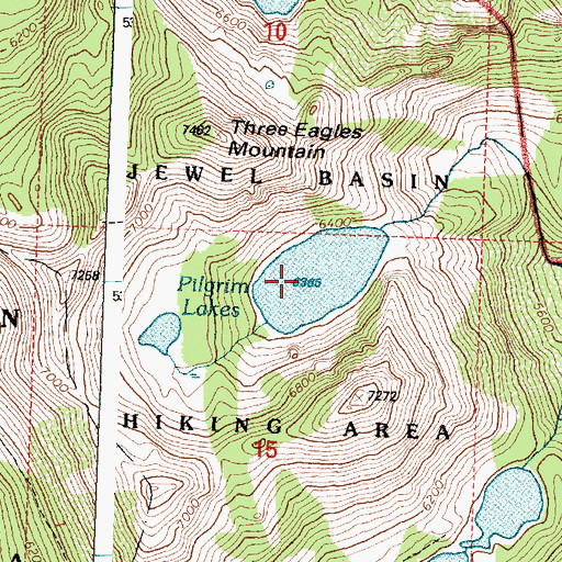 Topographic Map of Pilgrim Lakes, MT