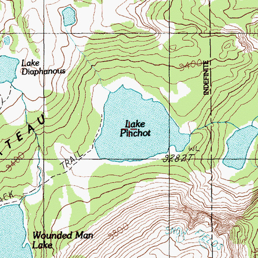 Topographic Map of Lake Pinchot, MT
