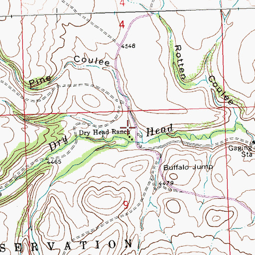 Topographic Map of Pine Coulee, MT