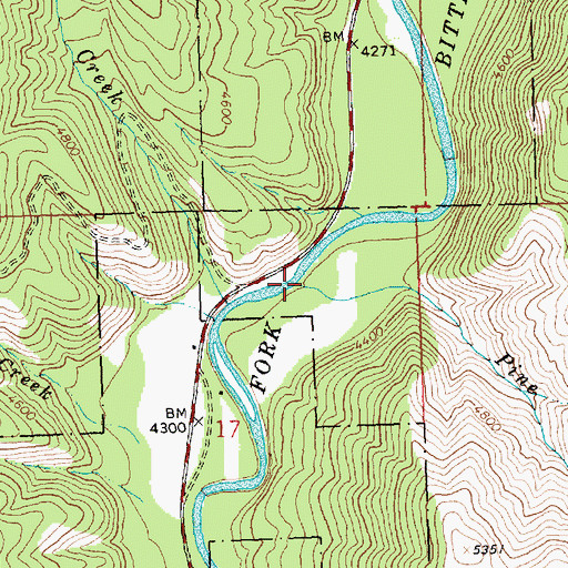 Topographic Map of Pine Creek, MT