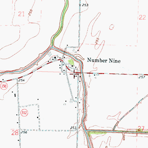 Topographic Map of Number Nine Baptist Church, AR