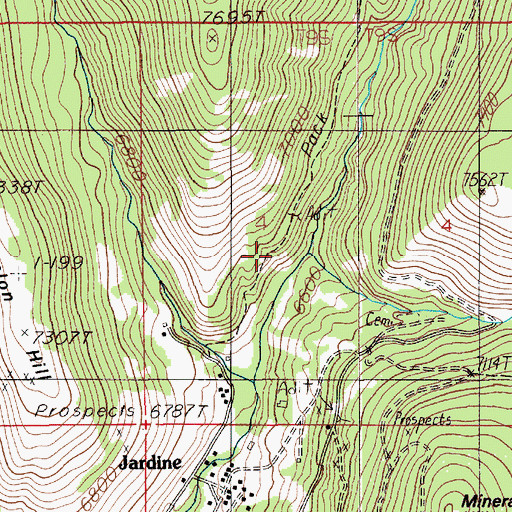 Topographic Map of Pine Creek, MT