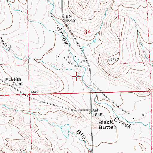 Topographic Map of Pine Creek, MT