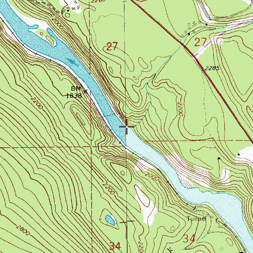 Topographic Map of Pine Creek, MT