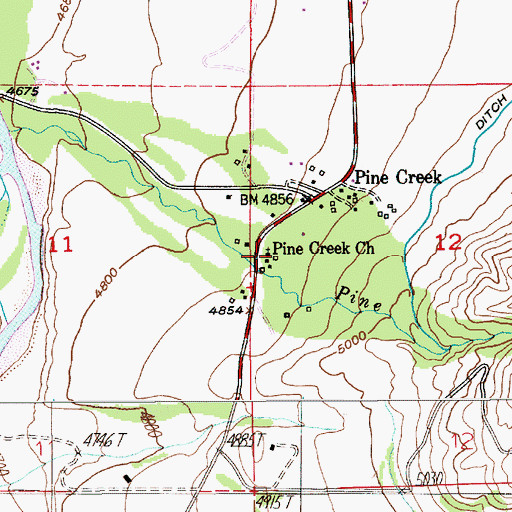 Topographic Map of Pine Creek Church, MT