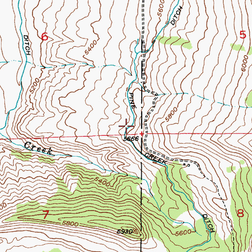 Topographic Map of Pine Creek Ditch, MT