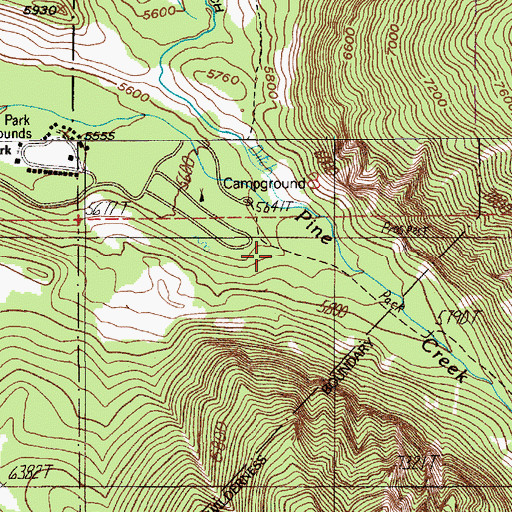 Topographic Map of Pine Creek Recreation Area, MT