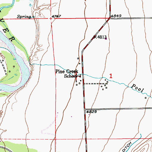 Topographic Map of Pine Creek School, MT