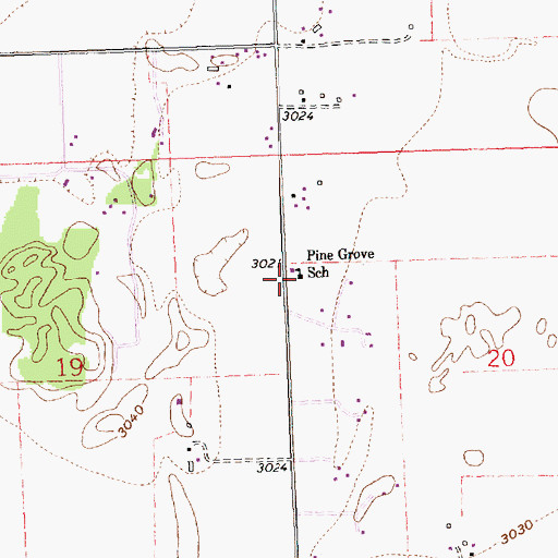 Topographic Map of Pine Grove School (historical), MT