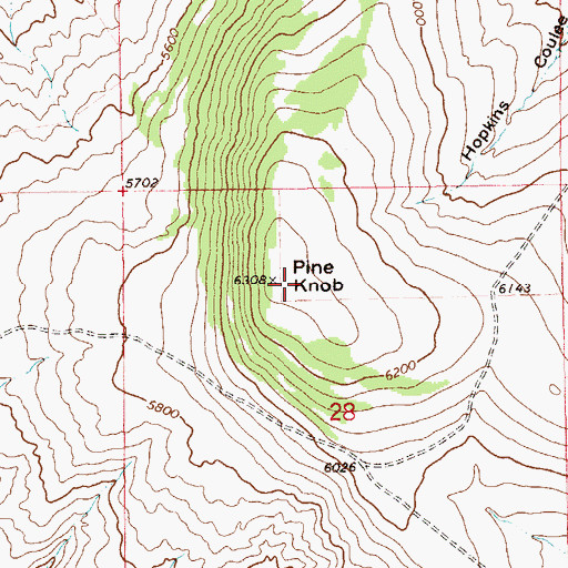 Topographic Map of Pine Knob, MT