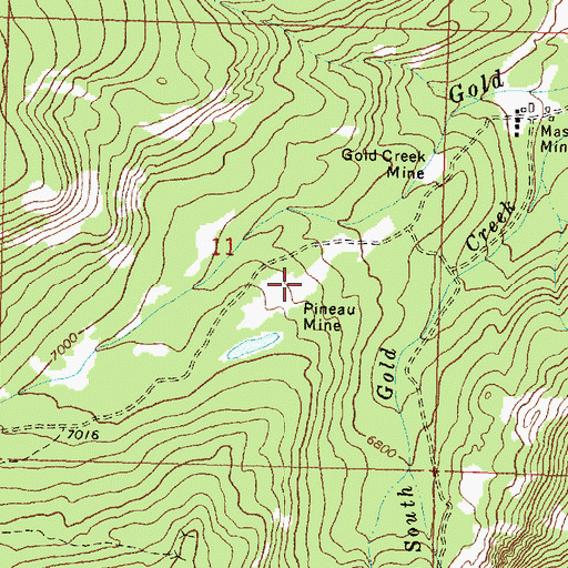 Topographic Map of Pineau Mine, MT