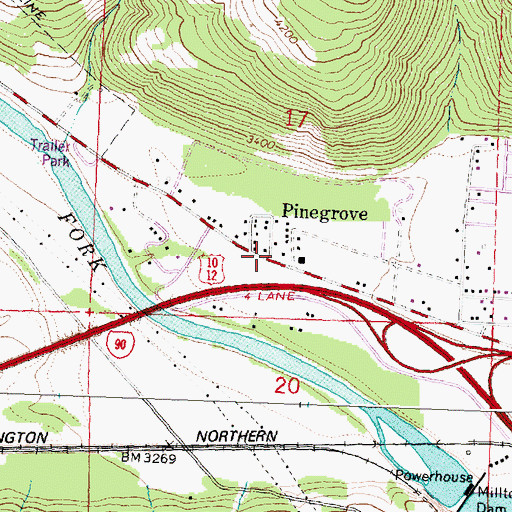 Topographic Map of Pinegrove, MT