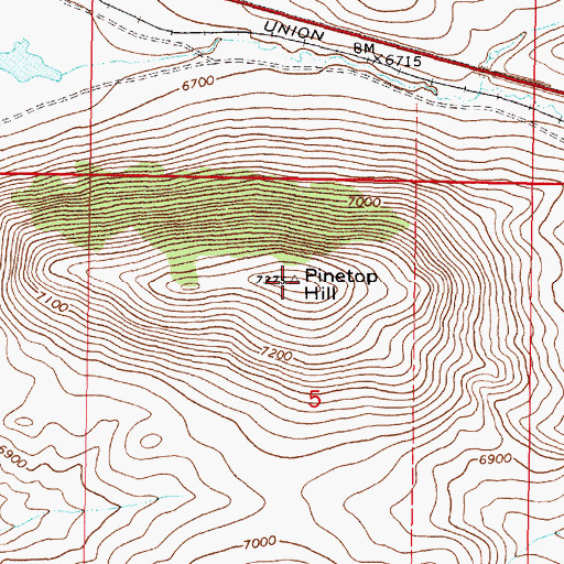 Topographic Map of Pinetop Hill, MT