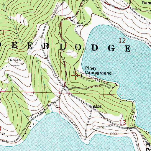 Topographic Map of Piney Campground, MT