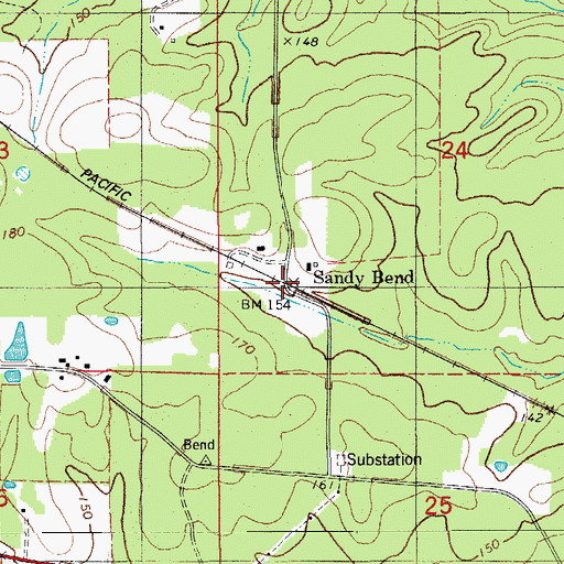 Topographic Map of Sandy Bend, AR