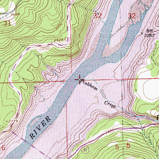 Topographic Map of Pinkham Creek, MT
