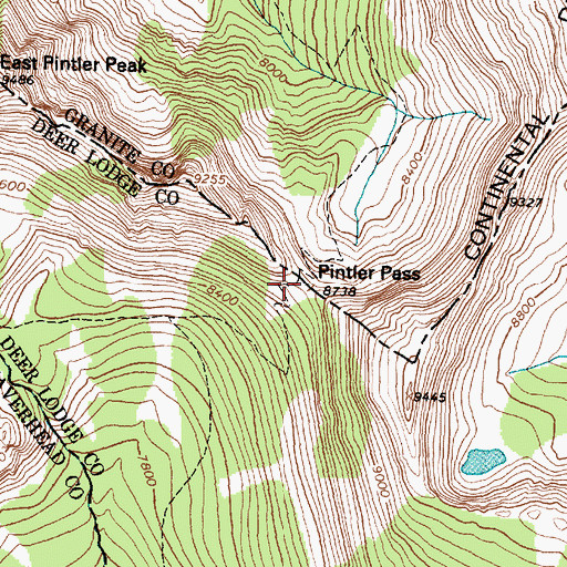 Topographic Map of Pintler Pass, MT