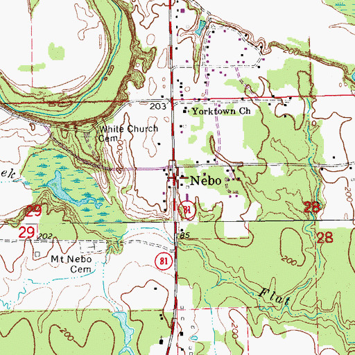 Topographic Map of Mount Nebo Missionary Baptist Church, AR
