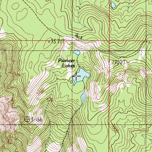 Topographic Map of Pioneer Lakes, MT