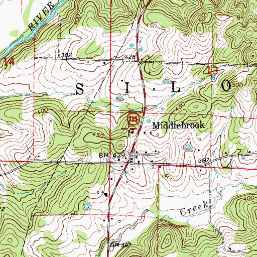Topographic Map of Middlebrook United Methodist Church, AR