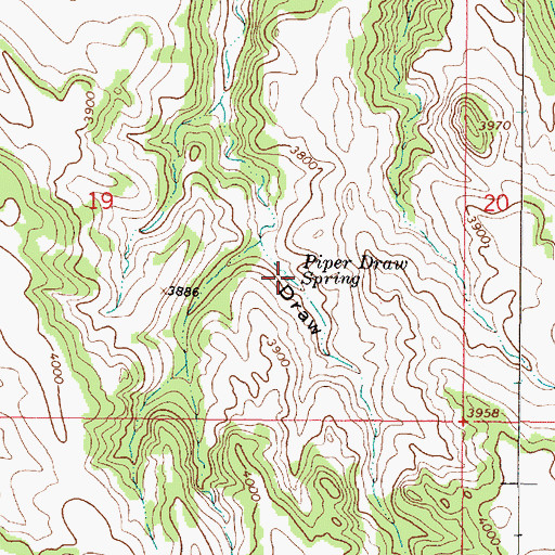 Topographic Map of Piper Draw Spring, MT