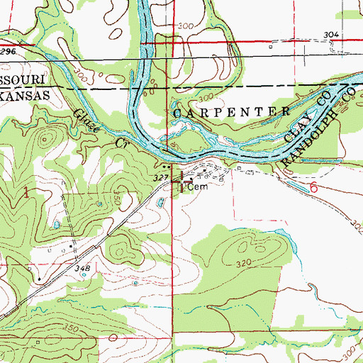 Topographic Map of Old Pitman Cemetery, AR