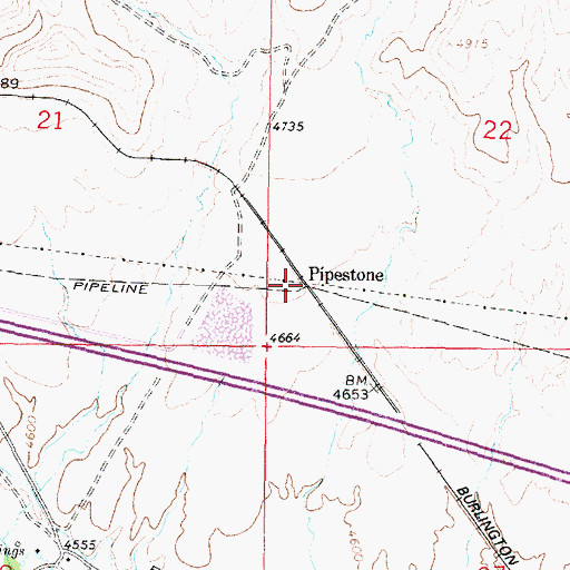 Topographic Map of Pipestone, MT