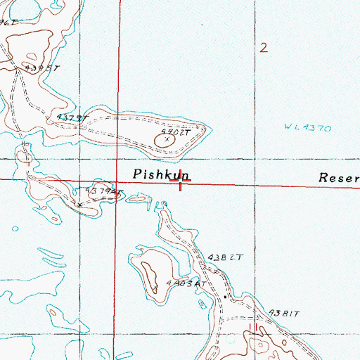 Topographic Map of Pishkun Reservoir, MT