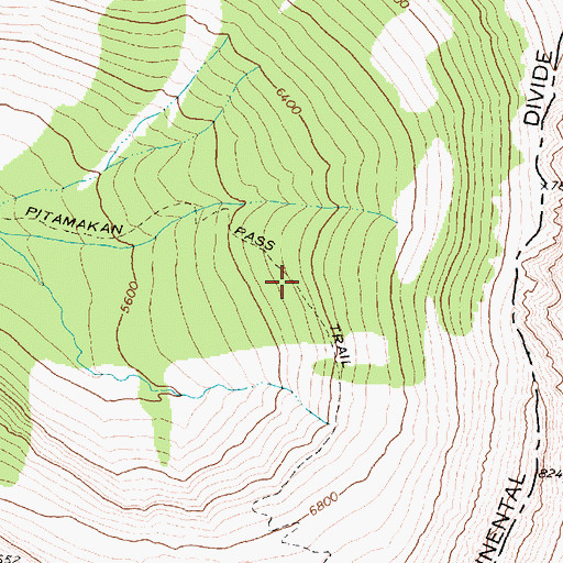 Topographic Map of Pitamakan Pass Trail, MT