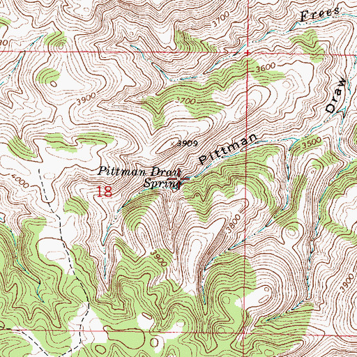 Topographic Map of Pittman Draw Spring, MT