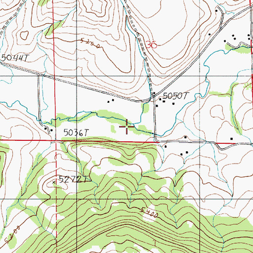 Topographic Map of Place Creek, MT