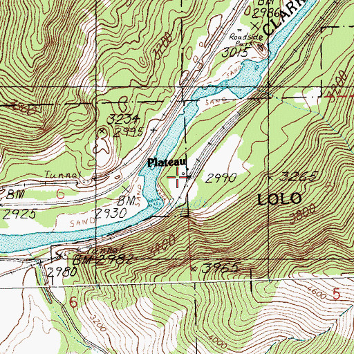 Topographic Map of Plateau, MT