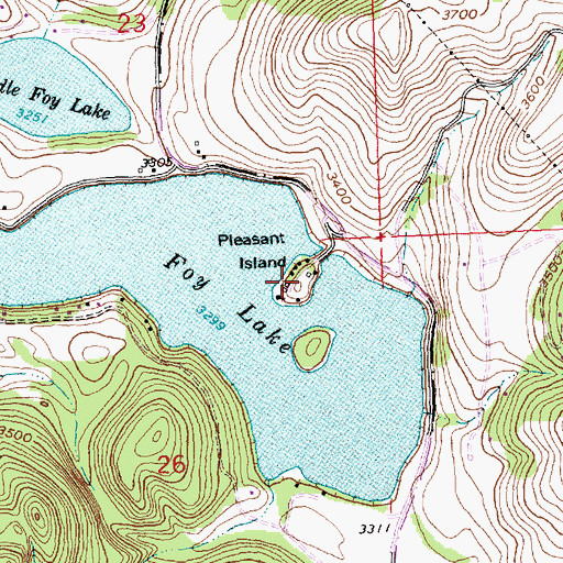 Topographic Map of Pleasant Island, MT