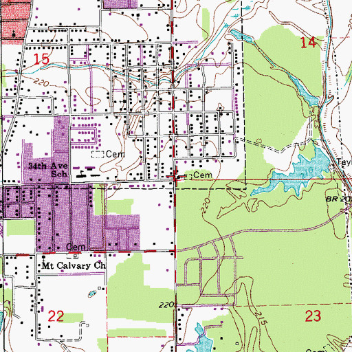 Topographic Map of New Saint Hurricane Baptist Church, AR