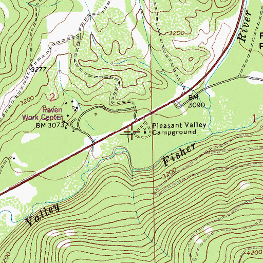 Topographic Map of Pleasant Valley Campground, MT