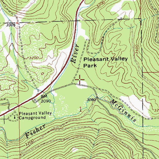 Topographic Map of Pleasant Valley Park, MT