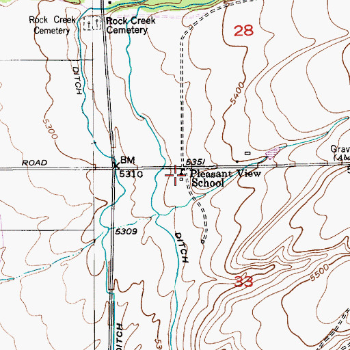 Topographic Map of Pleasant View School (historical), MT