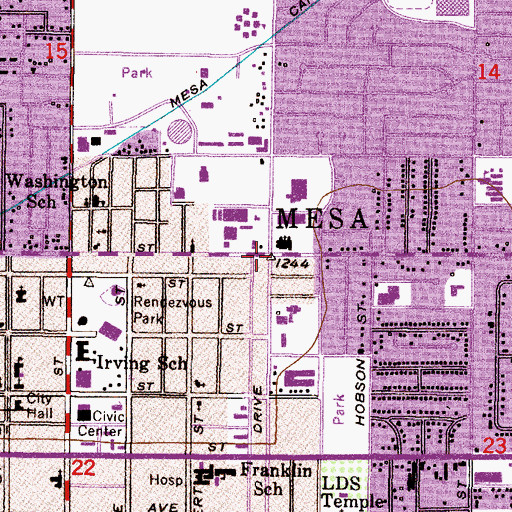 Topographic Map of Mesa, AZ