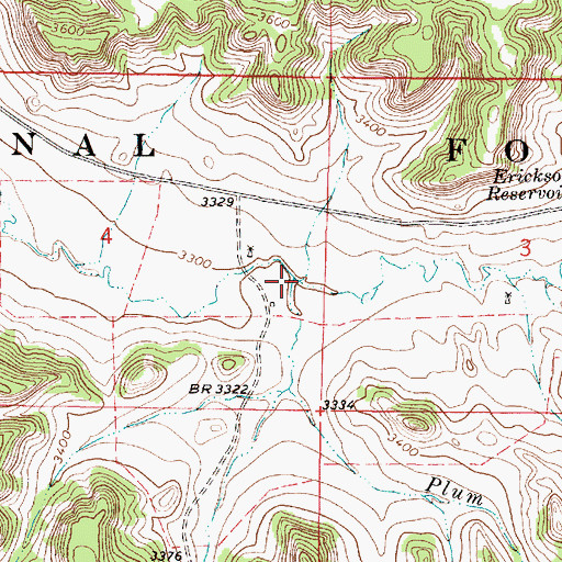 Topographic Map of Plum Creek, MT
