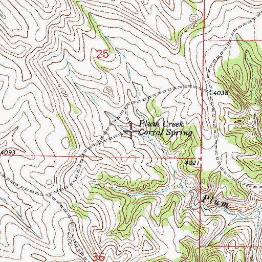 Topographic Map of Plum Creek Corral Spring, MT