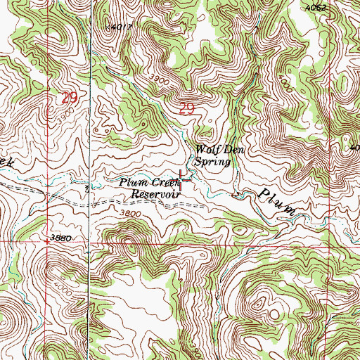 Topographic Map of Plum Creek Reservoir, MT