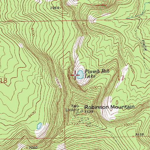 Topographic Map of Plumb Bob Lake, MT