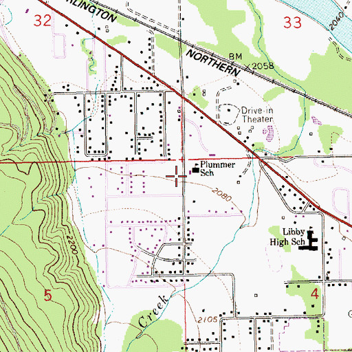 Topographic Map of Plummer School, MT