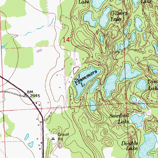 Topographic Map of Plummers Lake, MT
