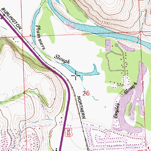 Topographic Map of Plummers Slough, MT