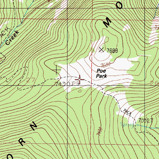 Topographic Map of Poe Park, MT