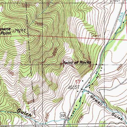 Topographic Map of Point of Rocks, MT