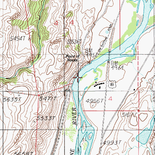 Topographic Map of Point of Rocks, MT