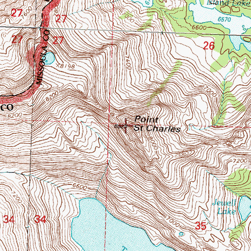 Topographic Map of Point Saint Charles, MT