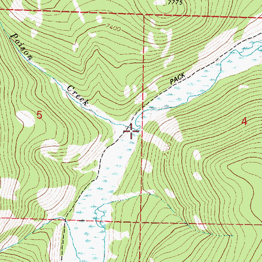 Topographic Map of Poison Creek, MT